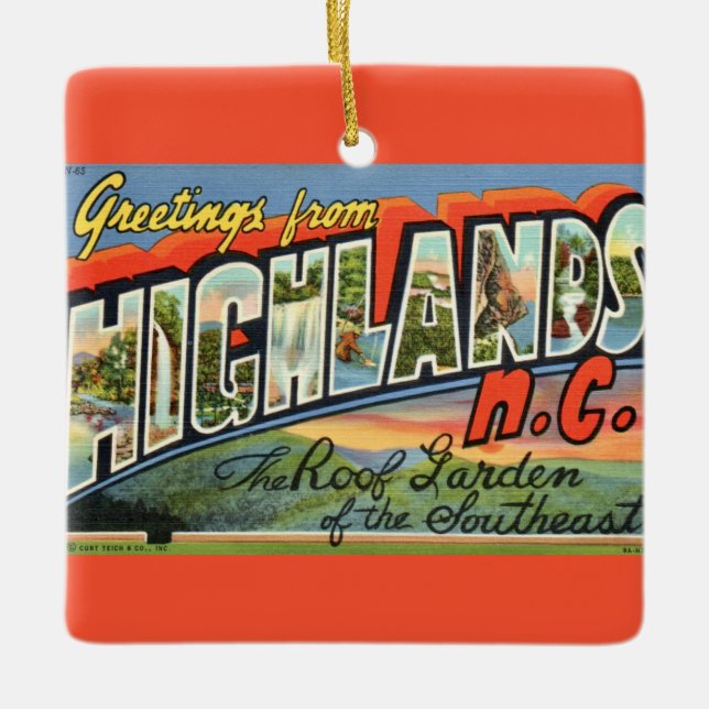 Highlands NC Postcard Ornament (Front)