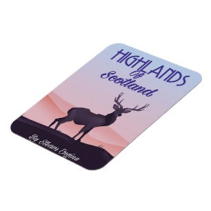Highlands Of Scotland Stag travel poster Magnet
