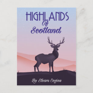 Highlands Of Scotland Stag travel poster Postcard