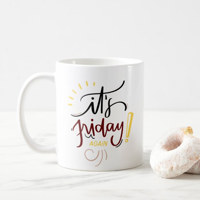 Highlight Colourful "It's Friday Again" Coffee Mug (With Donut)
