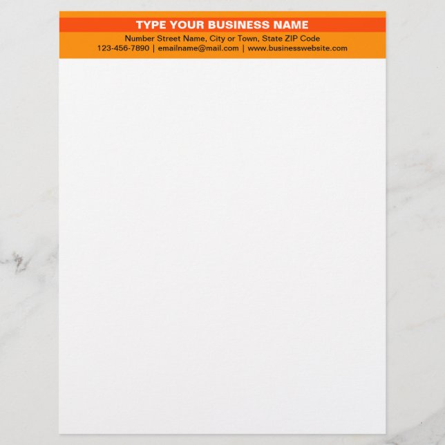 Highlighted Brand Name on Orange Colour Heading of Custom Letterhead (Front)