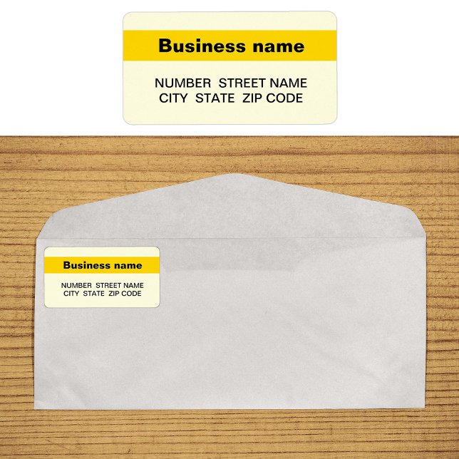 Highlighted Brand Name on Yellow Address Label (Yellow address label with your highlighted brand name)