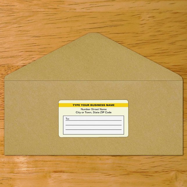 Highlighted Brand Name on Yellow Shipping Label (Yellow shipping label with your highlighted brand on envelope)