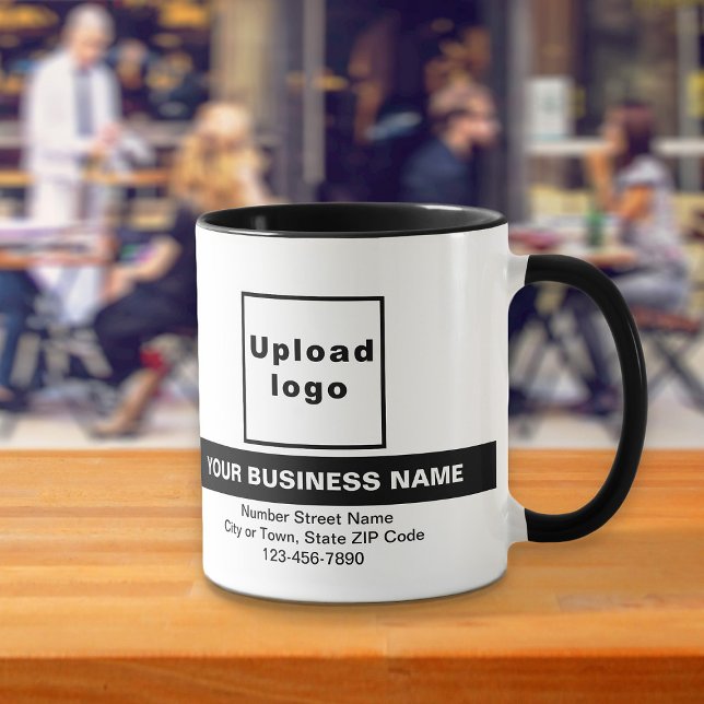 Highlighted Business Name on Black Combo Mug (Your business name with highlight, logo, address and phone number on black combo mug.)