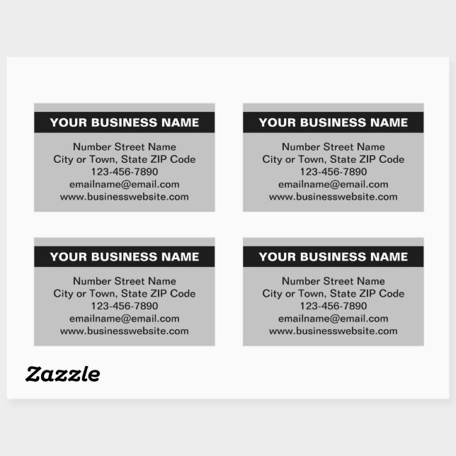 Highlighted Business Name on Grey Rectangular Sticker (Sheet)