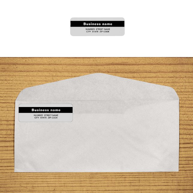 Highlighted Business Name on Grey Return Address (Gray return address label with your highlighted brand name)