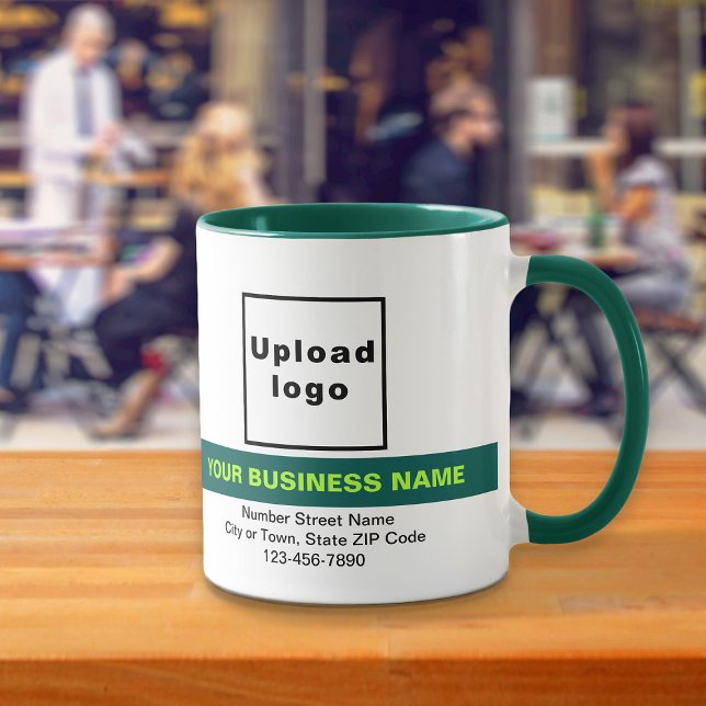 Highlighted Business Name on Hunter Green Combo Mug (Your business name with highlight, logo, address and phone number on hunter green combo mug.)