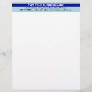 Highlighted Business Name on Light Blue Heading of Custom Letterhead