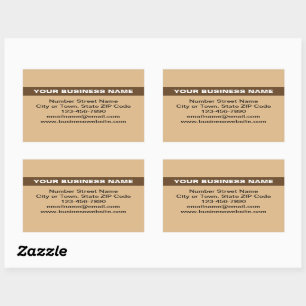 Highlighted Business Name on Light Brown Rectangular Sticker