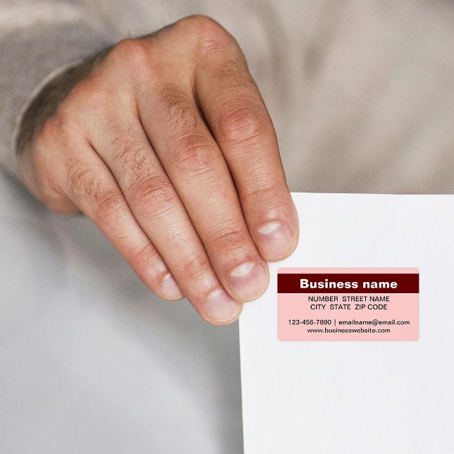 Highlighted Business Name on Light Red Address Label (Light red address label with your highlighted business name)