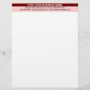 Highlighted Business Name on Light Red Heading of Custom Letterhead