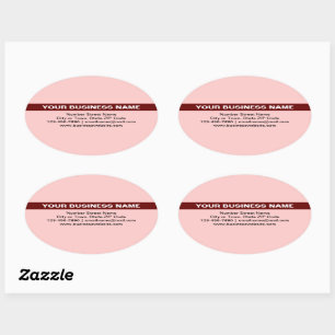 Highlighted Business Name on Light Red Oval Sticker