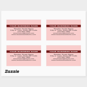 Highlighted Business Name on Light Red Rectangular Sticker