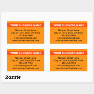 Highlighted Business Name on Orange Colour Rectangular Sticker