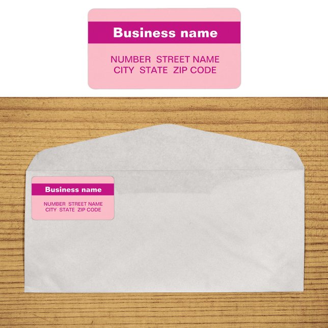 Highlighted Business Name on Pink Address Label (Pink address label with your highlighted brand name)