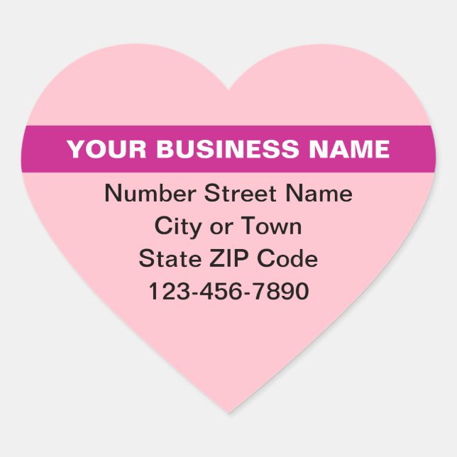 Highlighted Business Name on Pink Heart Sticker (Front)