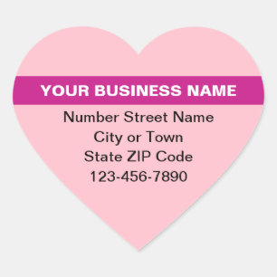Highlighted Business Name on Pink Heart Sticker