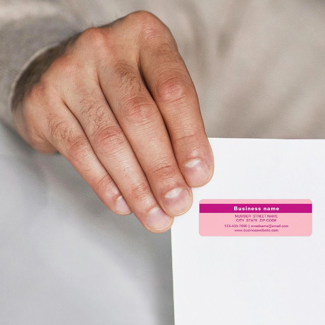 Highlighted Business Name on Pink Return Address (Pink return address label with your highlighted business name)