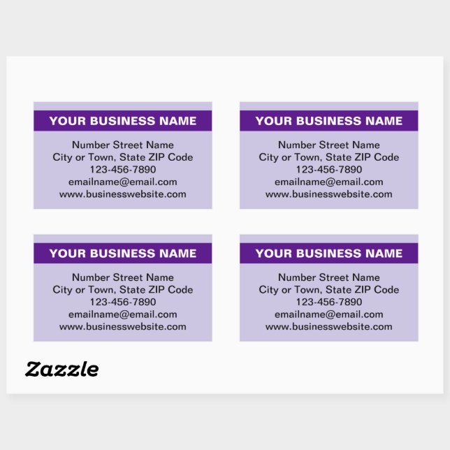 Highlighted Business Name on Purple Rectangular Sticker (Sheet)