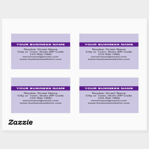 Highlighted Business Name on Purple Rectangular Sticker
