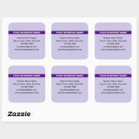 Highlighted Business Name on Purple Square Sticker