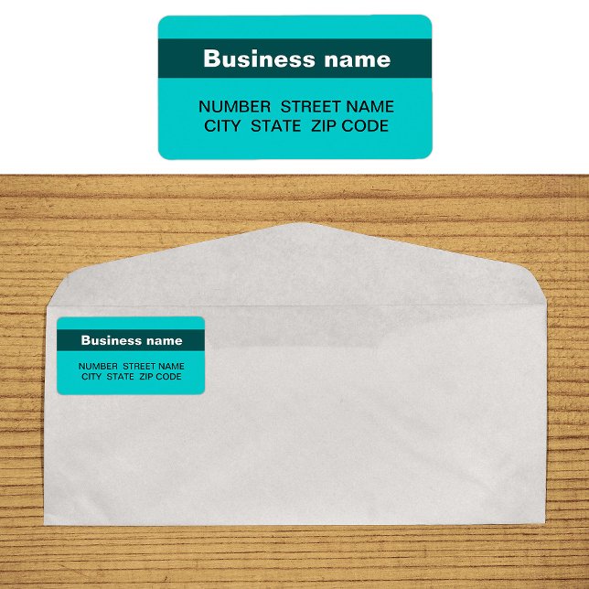 Highlighted Business Name on Teal Green Address Label (Teal green address label with your highlighted brand name)