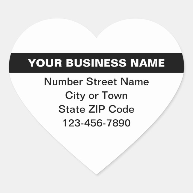 Highlighted Business Name on White Heart Sticker (Front)