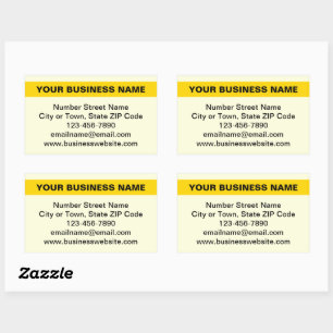 Highlighted Business Name on Yellow Rectangular Sticker