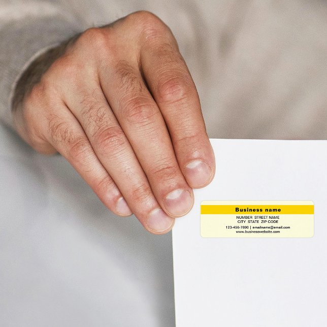 Highlighted Business Name on Yellow Return Address (Yellow return address label with your highlighted business name)