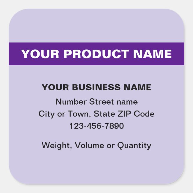 Highlighted Product Name on Purple Square Sticker (Front)