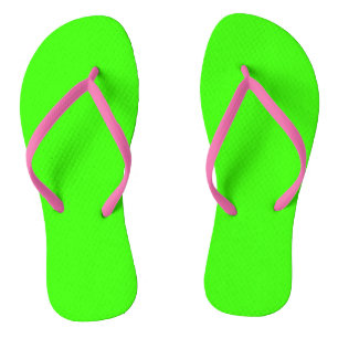Highlighter Neon Green Solid Colour Flip Flops