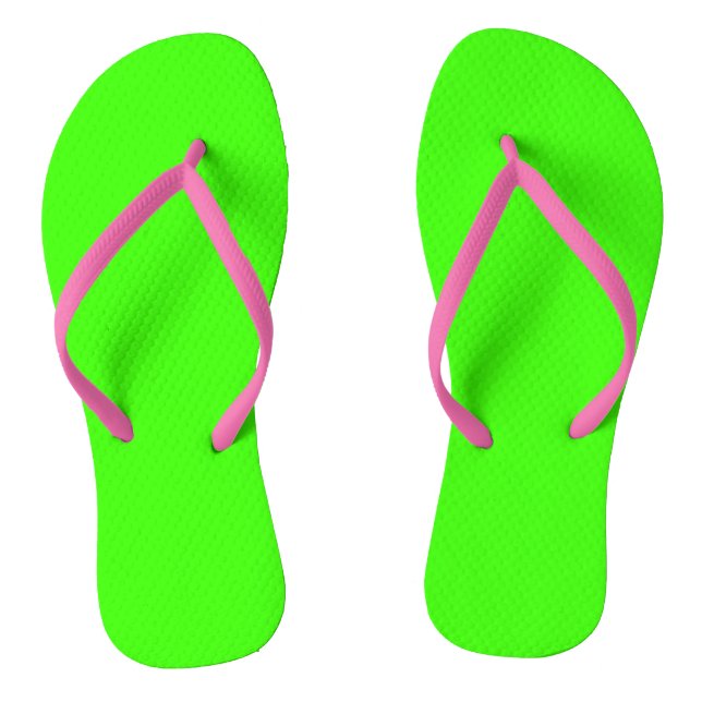 Highlighter Neon Green Solid Colour Flip Flops (Footbed)