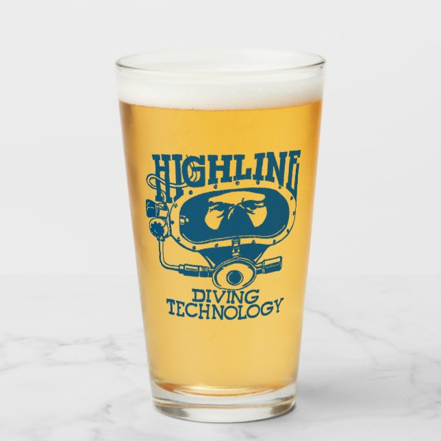 Highline Diving Technology Retro Logo Glass (Front Filled)
