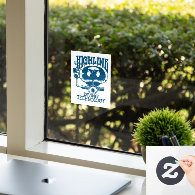 Highline Diving Technology Retro Logo Window Cling (Office)