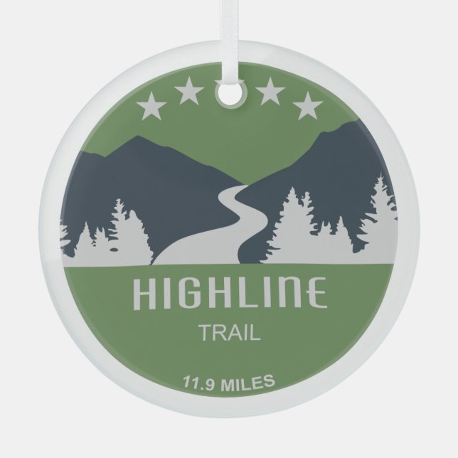 Highline Trail Glacier National Park Glass Tree Decoration (Front)