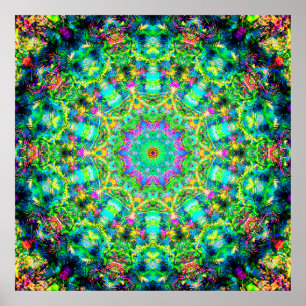 Highly Colourful Psychedelic Mandala Poster