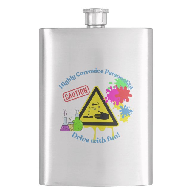 Highly Corrosive Personality Class 8 ADR Trucker Hip Flask (Front)