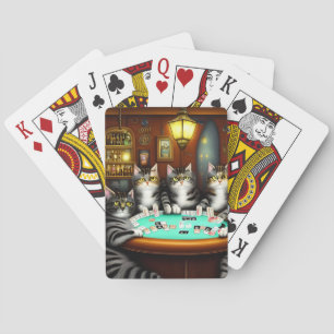Highly Detailed Cats Playing Poker Playing Cards
