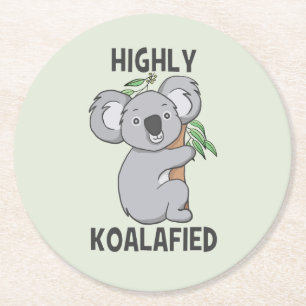 Highly Koalafied Koala Round Paper Coaster