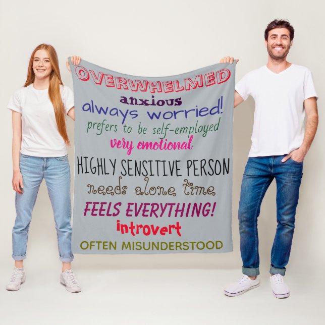 HIGHLY SENSITIVE PERSON Common Traits Word Print Fleece Blanket (In Situ)