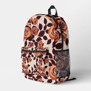 Highly Stylized Roses In Shades Of Orange Printed Backpack