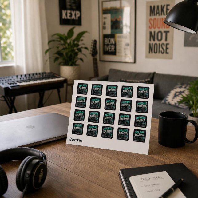 Highpass the Drama – Synth Nerd Square Sticker (Creator Uploaded)
