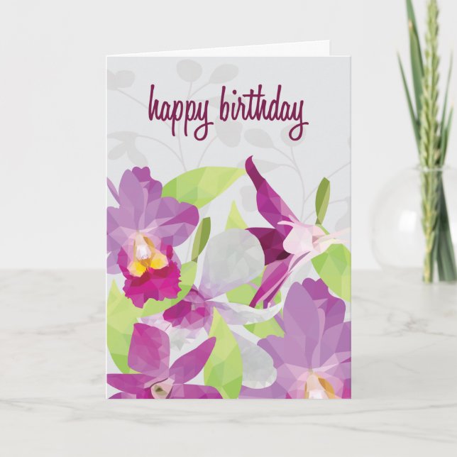 HighPoly Orchid Birthday Card (Front)