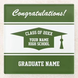 HighSchool graduation party Class of 20XX custom Glass Coaster
