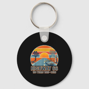 Highway 66 100 years 1926-2026 classic car lover key ring