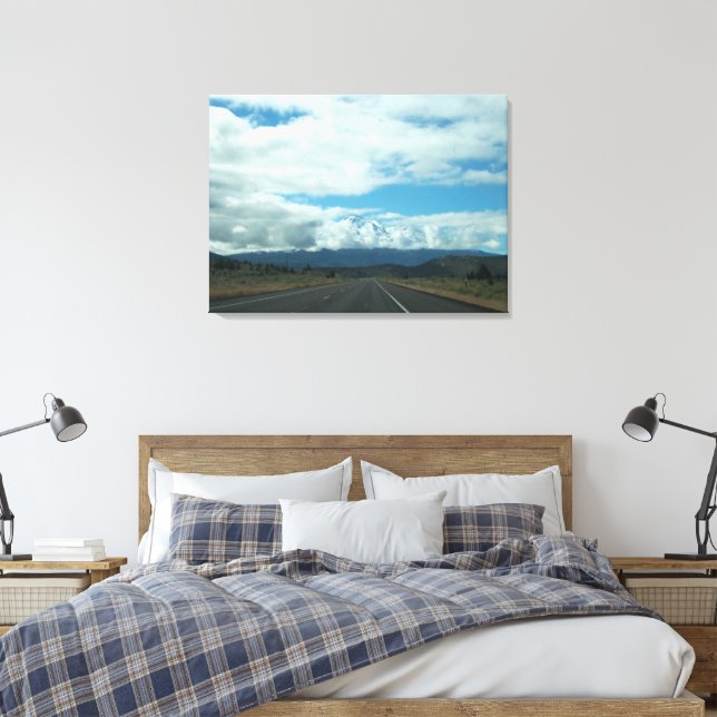 Highway 97 Meets Mount Shasta Canvas Print (Insitu(Bedroom))