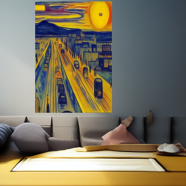 Highway and the city | AI Art  Poster (Creator Uploaded)
