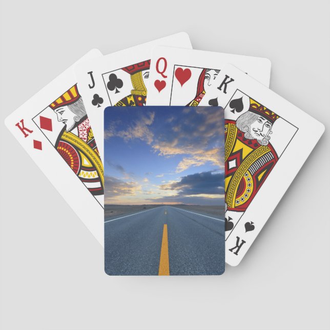 Highway at Sunrise Day Playing Cards (Back)