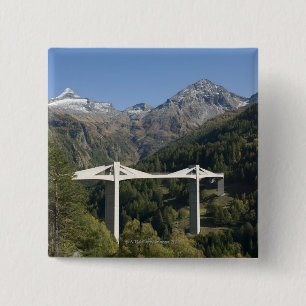 Highway bridge in the Alps 15 Cm Square Badge