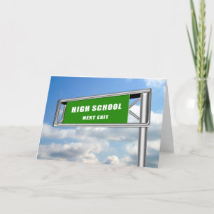 Highway Exit Sign Graduation High School Next Invitation